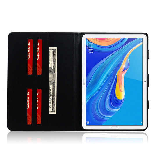 MediaPad M6 10.8 case interior revealing multiple card slots, wallet compartment and stand function