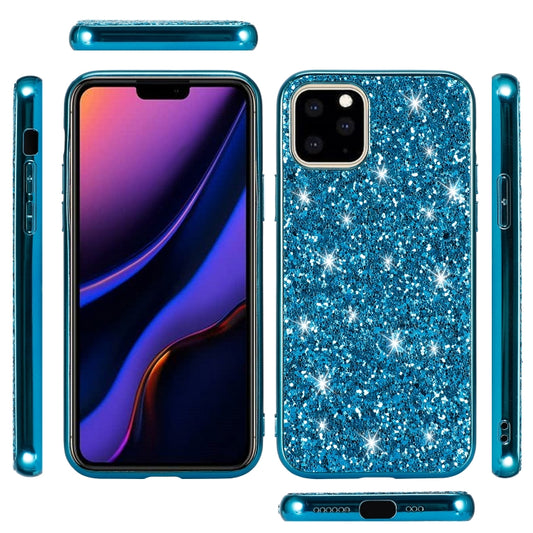 iPhone 11 Pro Max glitter powder case with raised edges and grip