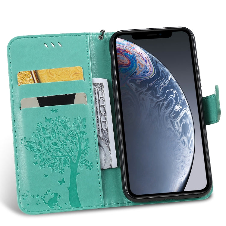 Tree & Cat Pattern Pressed Printing Horizontal Flip PU Leather Case with Holder & Card Slots & Wallet & Lanyard, For iPhone 11 Pro, For iPhone 11