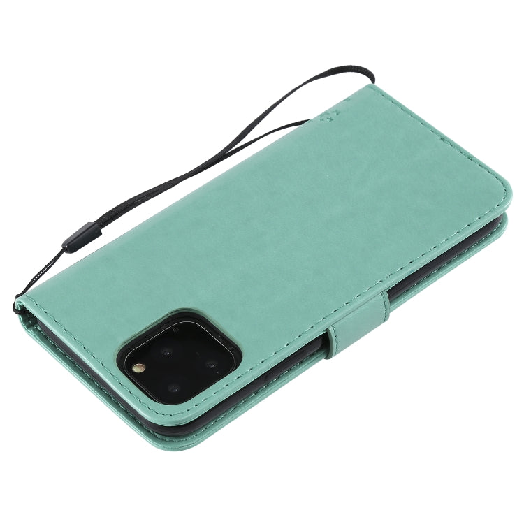 Tree & Cat Pattern Pressed Printing Horizontal Flip PU Leather Case with Holder & Card Slots & Wallet & Lanyard, For iPhone 11 Pro, For iPhone 11