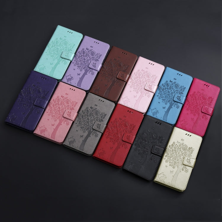 Tree & Cat Pattern Pressed Printing Horizontal Flip PU Leather Case with Holder & Card Slots & Wallet & Lanyard, For iPhone 11 Pro Max, For Vivo Y93 / Y91 / Y95