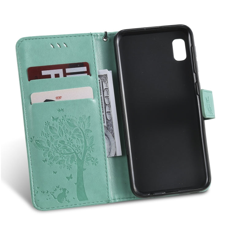 Tree & Cat Pattern Pressed Printing Horizontal Flip PU Leather Case with Holder & Card Slots & Wallet & Lanyard, For Galaxy A10e, For Galaxy A80