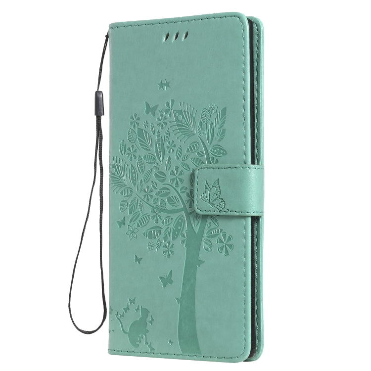 Tree & Cat Pattern Pressed Printing Horizontal Flip PU Leather Case with Holder & Card Slots & Wallet & Lanyard, For Galaxy Note 10+ / 10 Pro, For Galaxy  Note10