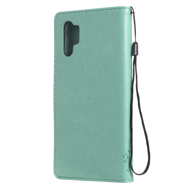 Tree & Cat Pattern Pressed Printing Horizontal Flip PU Leather Case with Holder & Card Slots & Wallet & Lanyard, For Galaxy Note 10+ / 10 Pro, For Galaxy  Note10