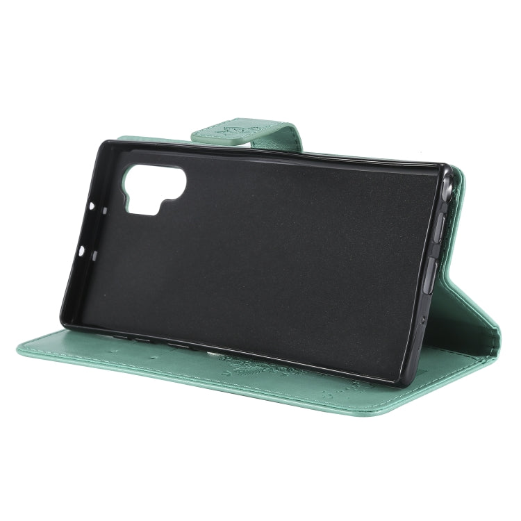 Tree & Cat Pattern Pressed Printing Horizontal Flip PU Leather Case with Holder & Card Slots & Wallet & Lanyard, For Galaxy Note 10+ / 10 Pro, For Galaxy  Note10