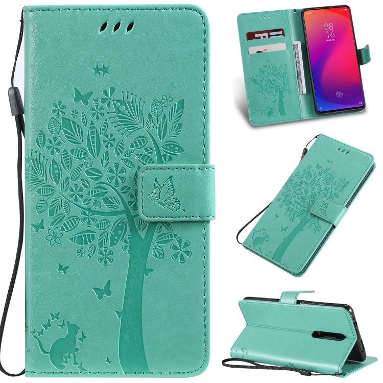 Tree & Cat Pattern Pressed Printing Horizontal Flip PU Leather Case with Holder & Card Slots & Wallet & Lanyard, For Xiaomi Mi 9T & Mi 9T Pro, For Xiaomi Mi 9T & Mi 9T Pro & Redmi K20 & K20 Pro, For OPPO A1K / C2