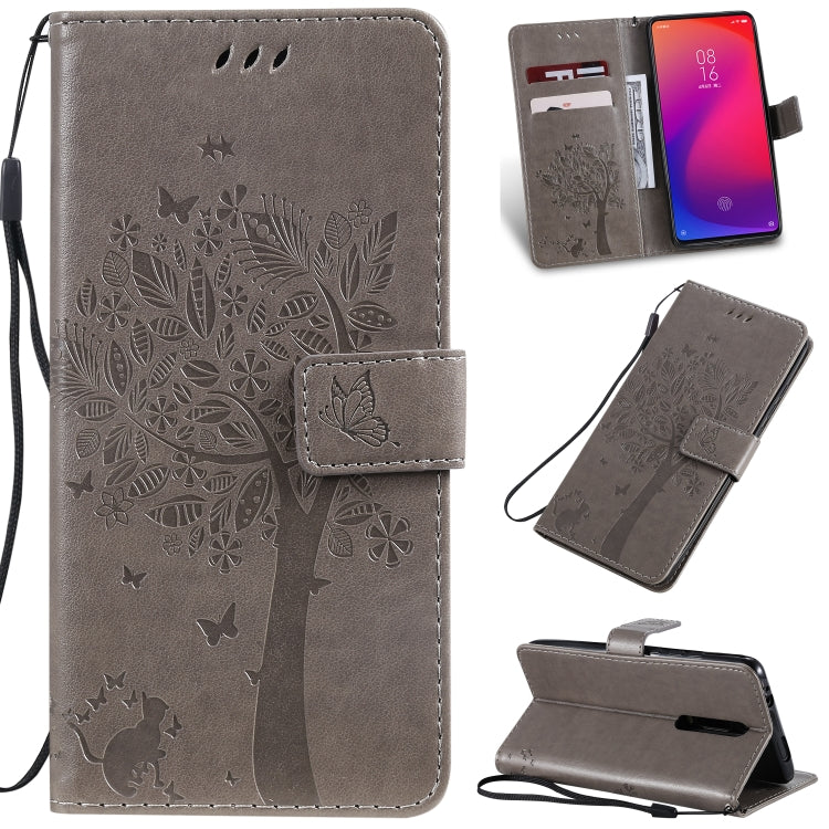 Tree & Cat Pattern Pressed Printing Horizontal Flip PU Leather Case with Holder & Card Slots & Wallet & Lanyard, For Xiaomi Mi 9T & Mi 9T Pro, For Xiaomi Mi 9T & Mi 9T Pro & Redmi K20 & K20 Pro, For OPPO A1K / C2