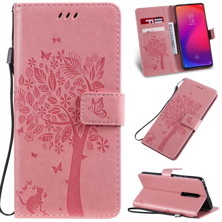 Tree & Cat Pattern Pressed Printing Horizontal Flip PU Leather Case with Holder & Card Slots & Wallet & Lanyard, For Xiaomi Mi 9T & Mi 9T Pro, For Xiaomi Mi 9T & Mi 9T Pro & Redmi K20 & K20 Pro, For OPPO A1K / C2