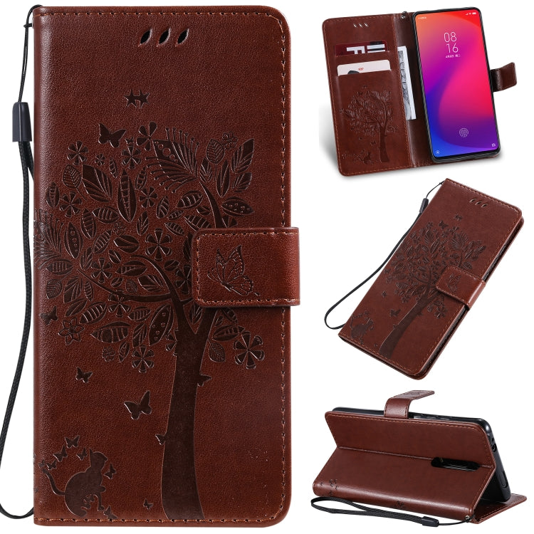 Tree & Cat Pattern Pressed Printing Horizontal Flip PU Leather Case with Holder & Card Slots & Wallet & Lanyard, For Xiaomi Mi 9T & Mi 9T Pro, For Xiaomi Mi 9T & Mi 9T Pro & Redmi K20 & K20 Pro, For OPPO A1K / C2
