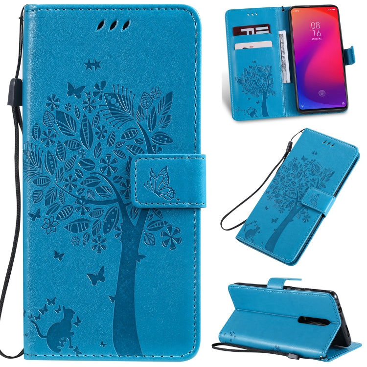 Tree & Cat Pattern Pressed Printing Horizontal Flip PU Leather Case with Holder & Card Slots & Wallet & Lanyard, For Xiaomi Mi 9T & Mi 9T Pro, For Xiaomi Mi 9T & Mi 9T Pro & Redmi K20 & K20 Pro, For OPPO A1K / C2