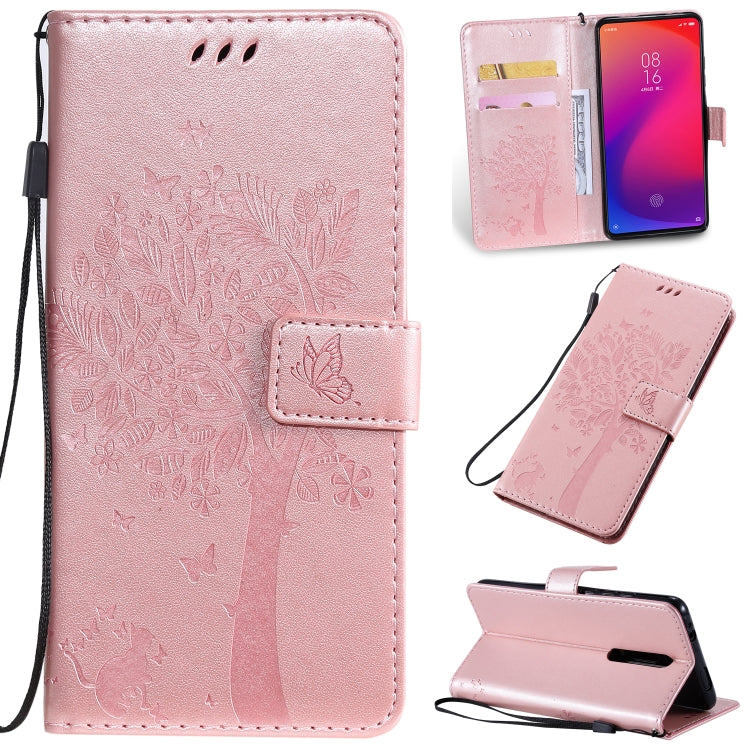 Tree & Cat Pattern Pressed Printing Horizontal Flip PU Leather Case with Holder & Card Slots & Wallet & Lanyard, For Xiaomi Mi 9T & Mi 9T Pro, For Xiaomi Mi 9T & Mi 9T Pro & Redmi K20 & K20 Pro, For OPPO A1K / C2