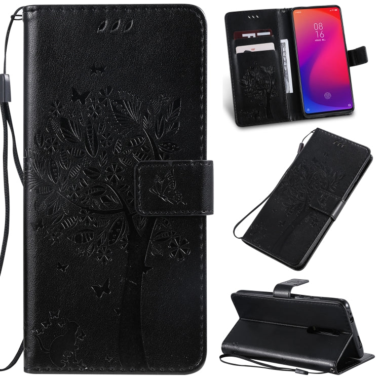 Tree & Cat Pattern Pressed Printing Horizontal Flip PU Leather Case with Holder & Card Slots & Wallet & Lanyard, For Xiaomi Mi 9T & Mi 9T Pro, For Xiaomi Mi 9T & Mi 9T Pro & Redmi K20 & K20 Pro, For OPPO A1K / C2