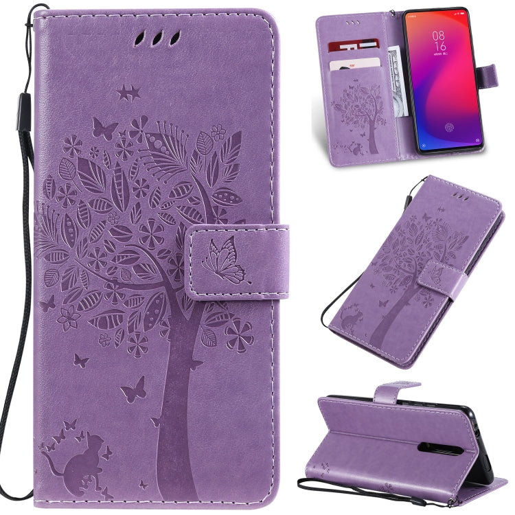 Tree & Cat Pattern Pressed Printing Horizontal Flip PU Leather Case with Holder & Card Slots & Wallet & Lanyard, For Xiaomi Mi 9T & Mi 9T Pro, For Xiaomi Mi 9T & Mi 9T Pro & Redmi K20 & K20 Pro, For OPPO A1K / C2