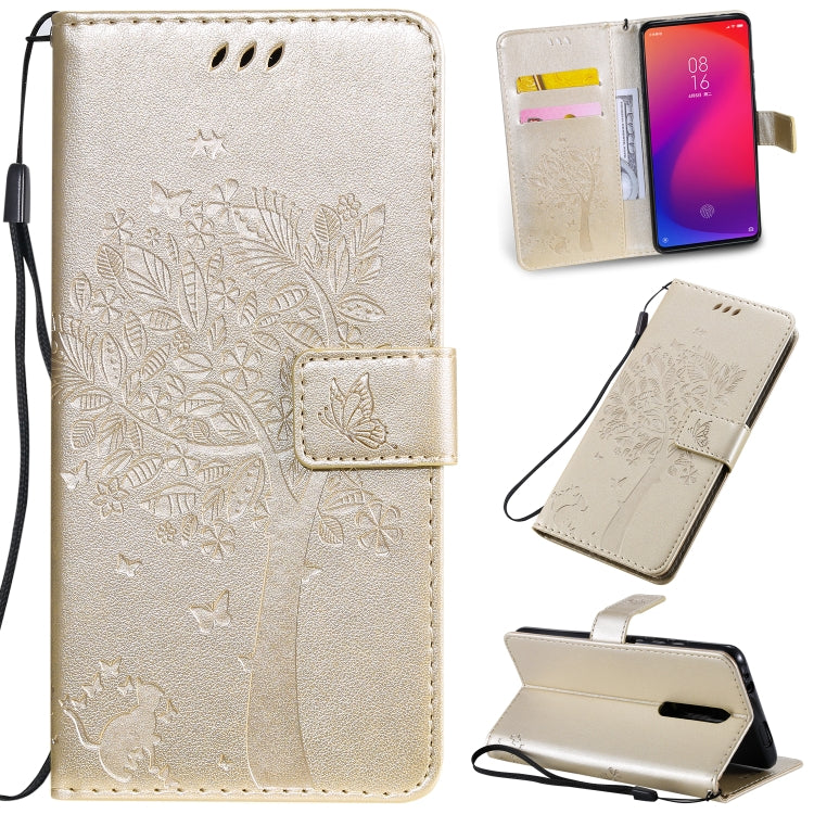 Tree & Cat Pattern Pressed Printing Horizontal Flip PU Leather Case with Holder & Card Slots & Wallet & Lanyard, For Xiaomi Mi 9T & Mi 9T Pro, For Xiaomi Mi 9T & Mi 9T Pro & Redmi K20 & K20 Pro, For OPPO A1K / C2