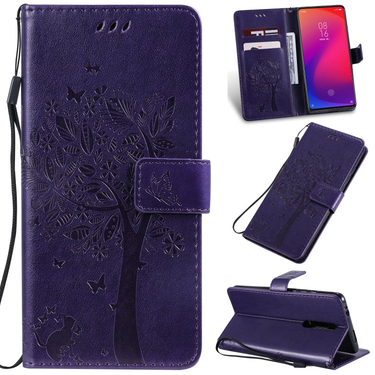 Tree & Cat Pattern Pressed Printing Horizontal Flip PU Leather Case with Holder & Card Slots & Wallet & Lanyard, For Xiaomi Mi 9T & Mi 9T Pro, For Xiaomi Mi 9T & Mi 9T Pro & Redmi K20 & K20 Pro, For OPPO A1K / C2