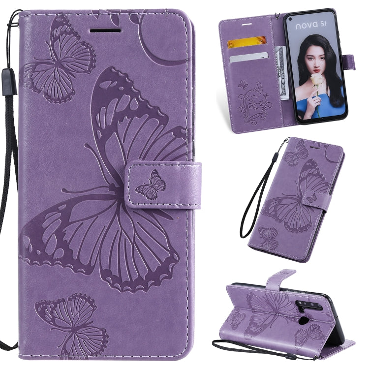 Pressed Printing Butterfly Pattern Horizontal Flip PU Leather Case with Holder & Card Slots & Wallet & Lanyard, For OPPO A1K / C2, For Vivo Y93 / Y91 / Y95, For Huawei P20 Lite 2019 / Nova 5i