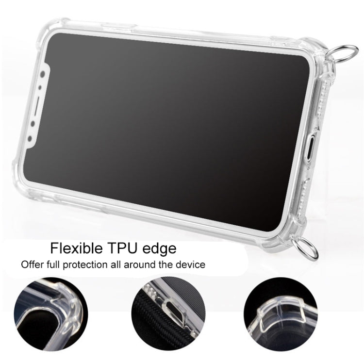 Four-Corner Anti-Fall Trasparent TPU Mobile Phone Case With Lanyard for iPhone, For iPhone 11