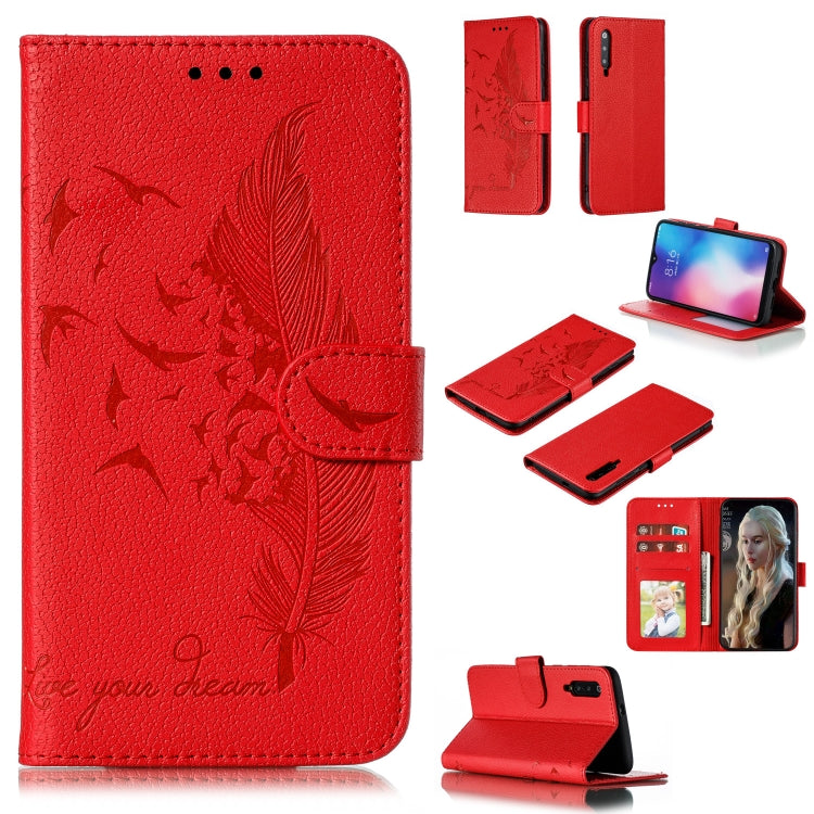 Feather Pattern Litchi Texture Horizontal Flip Leather Case with Wallet & Holder & Card Slots, For Xiaomi Mi 9, For Xiaomi Mi 9 SE, For Xiaomi Mi CC9, For Xiaomi Mi CC9e