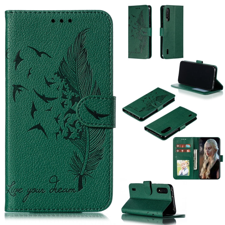 Feather Pattern Litchi Texture Horizontal Flip Leather Case with Wallet & Holder & Card Slots, For Xiaomi Mi 9, For Xiaomi Mi 9 SE, For Xiaomi Mi CC9, For Xiaomi Mi CC9e