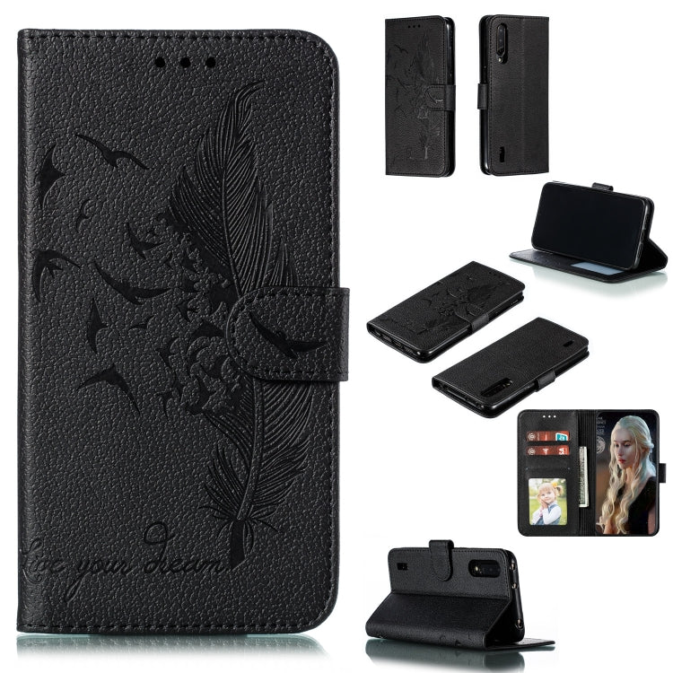 Feather Pattern Litchi Texture Horizontal Flip Leather Case with Wallet & Holder & Card Slots, For Xiaomi Mi 9, For Xiaomi Mi 9 SE, For Xiaomi Mi CC9, For Xiaomi Mi CC9e