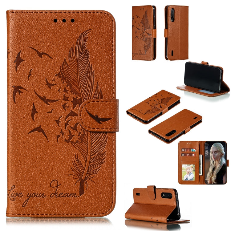 Feather Pattern Litchi Texture Horizontal Flip Leather Case with Wallet & Holder & Card Slots, For Xiaomi Mi 9, For Xiaomi Mi 9 SE, For Xiaomi Mi CC9, For Xiaomi Mi CC9e
