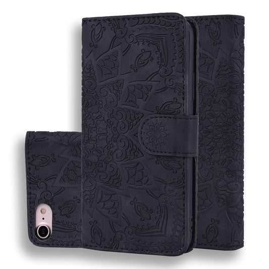 Calf pattern embossed leather iPhone 11 case with wallet, card slots and stand holder