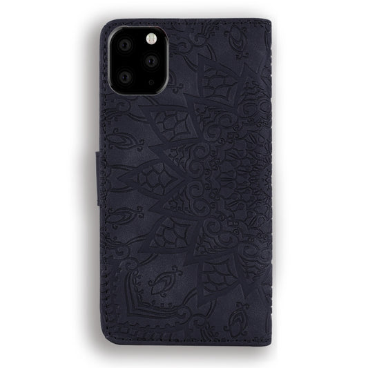 iPhone 11 Pro Max protective case with integrated card holder and calf leather pattern