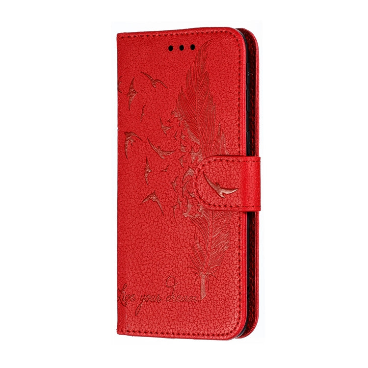 Feather Pattern Litchi Texture Horizontal Flip Leather Case with Wallet & Holder & Card Slots, For Galaxy A40, For Galaxy A50, For Galaxy A60, For Galaxy A70
