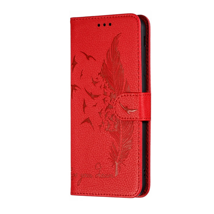 Feather Pattern Litchi Texture Horizontal Flip Leather Case with Wallet & Holder & Card Slots, For Galaxy J4+, For Galaxy J6+, For Galaxy J4 (2018), For Galaxy J6 (2018)