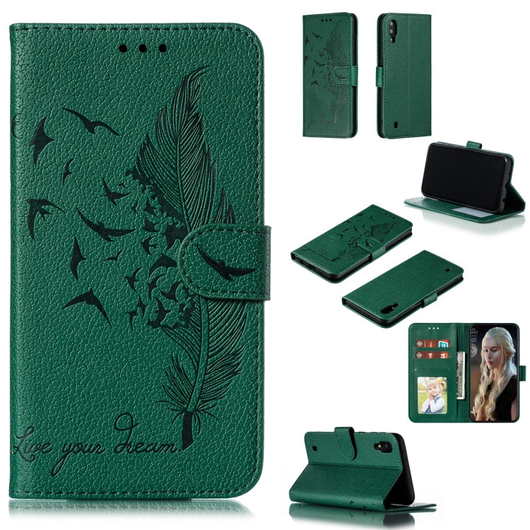 Feather Pattern Litchi Texture Horizontal Flip Leather Case with Wallet & Holder & Card Slots, For Galaxy M10, For Galaxy M20, For Galaxy M30, For Galaxy Note9
