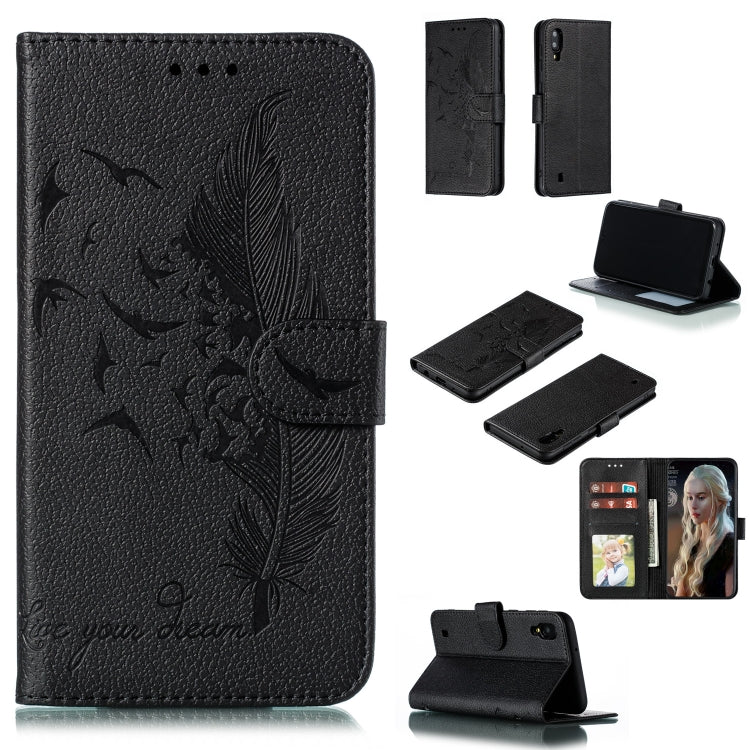 Feather Pattern Litchi Texture Horizontal Flip Leather Case with Wallet & Holder & Card Slots, For Galaxy M10, For Galaxy M20, For Galaxy M30, For Galaxy Note9