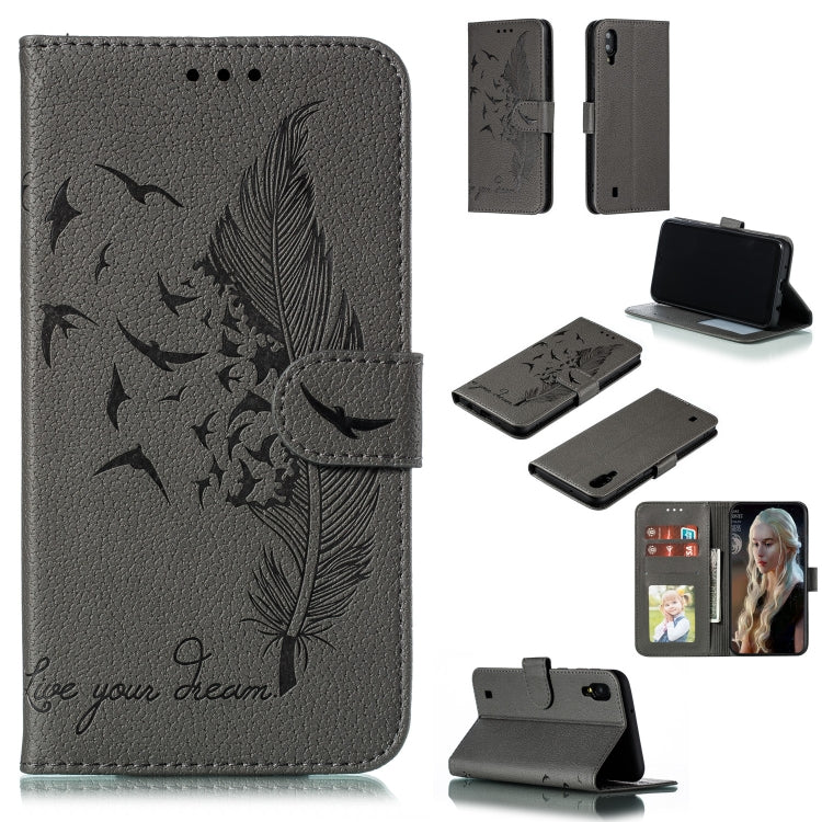 Feather Pattern Litchi Texture Horizontal Flip Leather Case with Wallet & Holder & Card Slots, For Galaxy M10, For Galaxy M20, For Galaxy M30, For Galaxy Note9