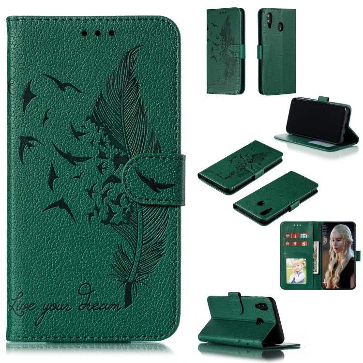 Feather Pattern Litchi Texture Horizontal Flip Leather Case with Wallet & Holder & Card Slots, For Galaxy M10, For Galaxy M20, For Galaxy M30, For Galaxy Note9