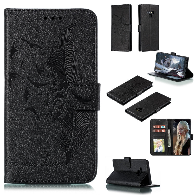 Feather Pattern Litchi Texture Horizontal Flip Leather Case with Wallet & Holder & Card Slots, For Galaxy M10, For Galaxy M20, For Galaxy M30, For Galaxy Note9