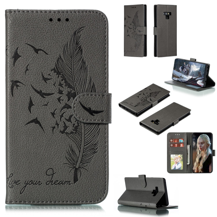 Feather Pattern Litchi Texture Horizontal Flip Leather Case with Wallet & Holder & Card Slots, For Galaxy M10, For Galaxy M20, For Galaxy M30, For Galaxy Note9