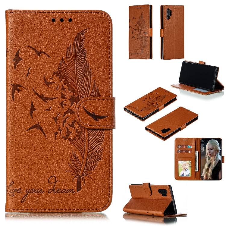 Feather Pattern Litchi Texture Horizontal Flip Leather Case with Wallet & Holder & Card Slots, For Galaxy Note 10, For Galaxy Note 10 +, For Galaxy S9, For Galaxy S9+