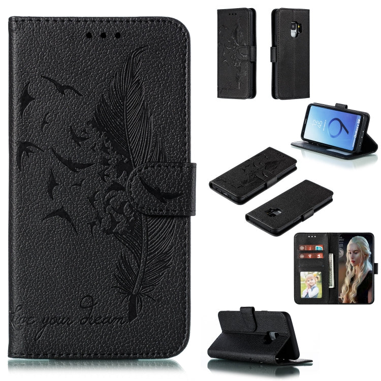 Feather Pattern Litchi Texture Horizontal Flip Leather Case with Wallet & Holder & Card Slots, For Galaxy Note 10, For Galaxy Note 10 +, For Galaxy S9, For Galaxy S9+