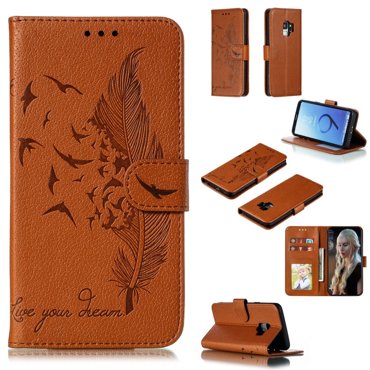 Feather Pattern Litchi Texture Horizontal Flip Leather Case with Wallet & Holder & Card Slots, For Galaxy Note 10, For Galaxy Note 10 +, For Galaxy S9, For Galaxy S9+
