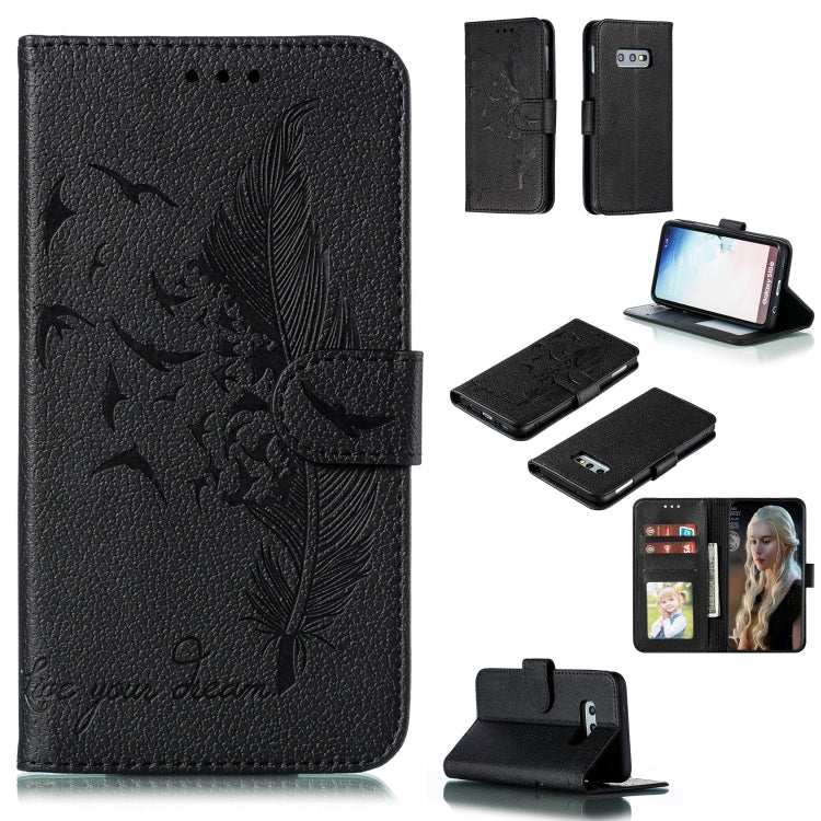 Feather Pattern Litchi Texture Horizontal Flip Leather Case with Wallet & Holder & Card Slots, For Galaxy S10, For Galaxy S10 5G, For Galaxy S10e, For Galaxy S10+