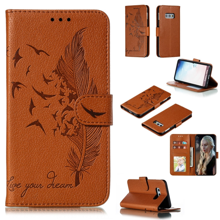 Feather Pattern Litchi Texture Horizontal Flip Leather Case with Wallet & Holder & Card Slots, For Galaxy S10, For Galaxy S10 5G, For Galaxy S10e, For Galaxy S10+