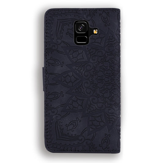 Brown embossed leather wallet case for Galaxy A series with multiple card slots