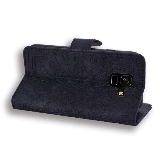 Calf pattern leather flip case Galaxy A5 A8 showing interior card holder compartments