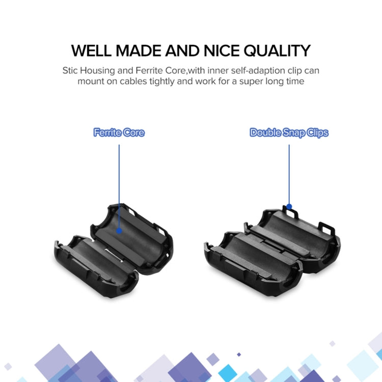 UGREEN Detachable Snap Type Filter Anti-interference Magnetic Ring for Round Audio Video Cable, Diameter: 7.3mm