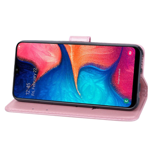 Rose pattern Galaxy A20e case opened displaying card storage slots