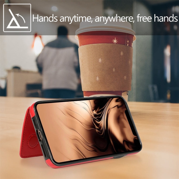 Shockproof PU + TPU Protective Case with Card Slots & Holder, For iPhone 11 Pro, For iPhone 11 Pro Max, For iPhone X / XS