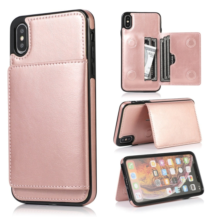Shockproof PU + TPU Protective Case with Card Slots & Holder, For iPhone 11 Pro, For iPhone 11 Pro Max, For iPhone X / XS