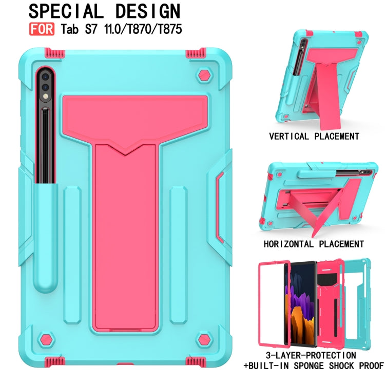 T-shaped Bracket Contrast Color Shockproof PC + Silicone Protective Case, For Samsung Galaxy Tab S8 / Galaxy Tab S7 T870 / T875, For Samsung Galaxy Tab S6 Lite P610/615