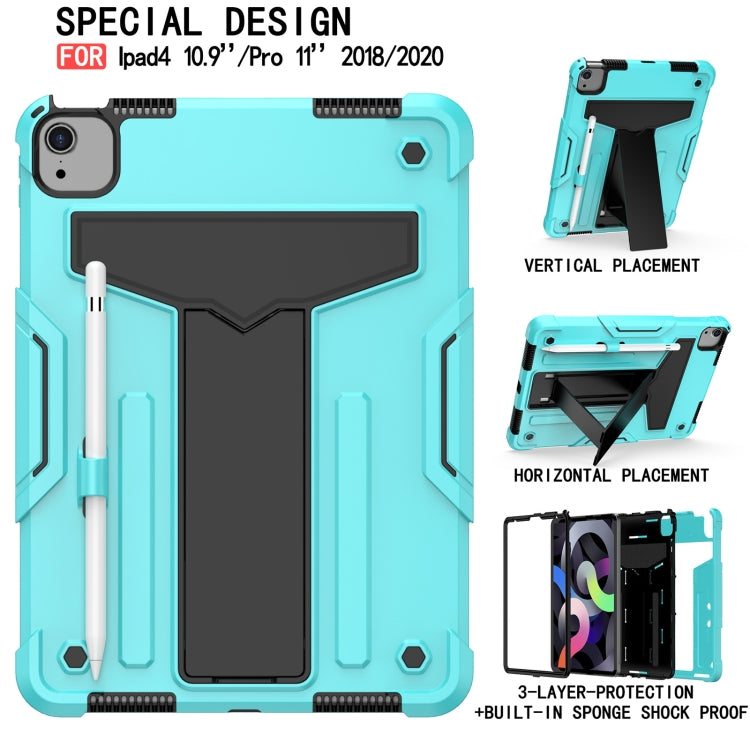 T-shaped Bracket Contrast Color Shockproof PC + Silicone Protective Case, For iPad Air 2022 / 2020 10.9 / iPad Pro 11, For Samsung Galaxy Tab A7 10.4 (2020)