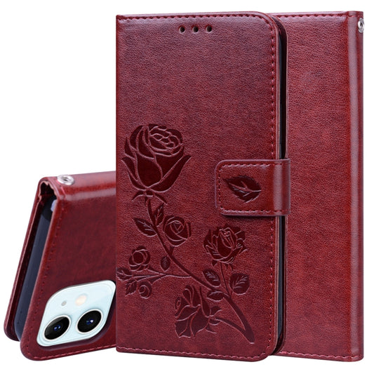 Rose embossed leather flip case for iPhone 12 Pro Max with card slots and wallet