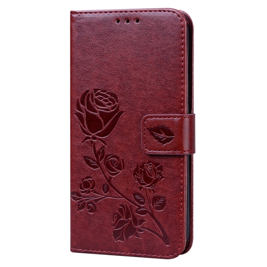 iPhone 12 Pro Max rose design PU leather case front view with holder stand